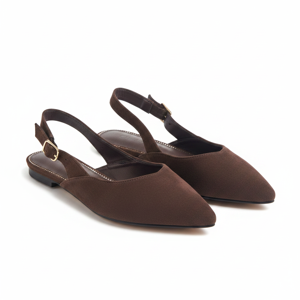 Faux Suede Pointed-Toe Slingback Pumps