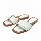 Front Strap Square-Toe Flat Sandals