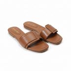 Front Strap Square-Toe Flat Sandals