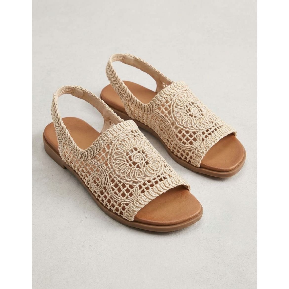 Woven Strap Slingback Flat Sandals