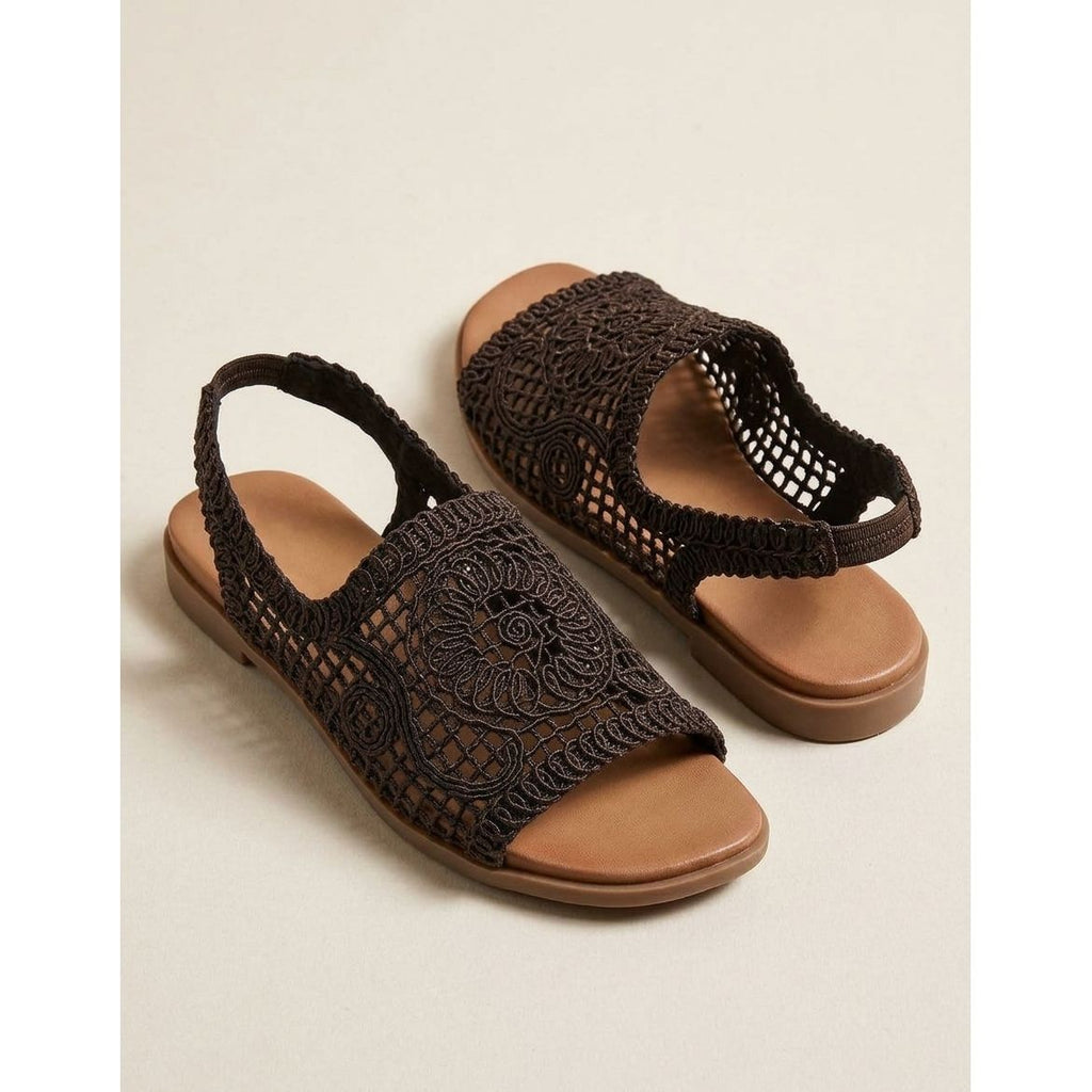 Woven Strap Slingback Flat Sandals
